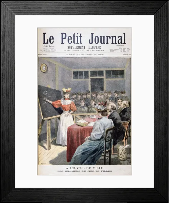 Framed Print : Young girls taking exams in a Town Hall, France, 1895. Artist: Oswaldo Tofani Framed Print : Young girls taking exams in a Town Hall, France, 1895. Artist: Oswaldo Tofani