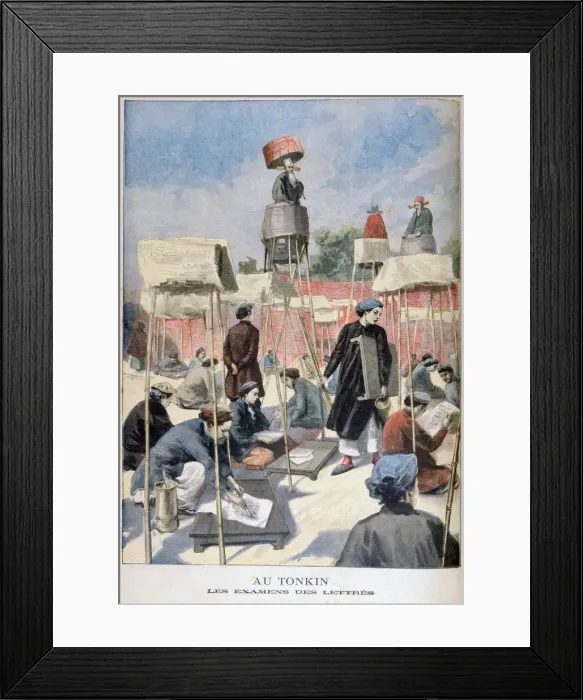 Framed Print : Students sitting a writing exam, Tonkin, Vietnam, 1895 Framed Print : Students sitting a writing exam, Tonkin, Vietnam, 1895