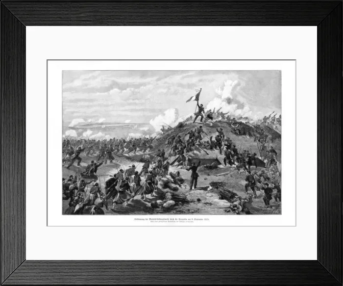 Framed Print : The Attack on the Malakoff, (8th September 1855), 1900. Artist: William Simpson