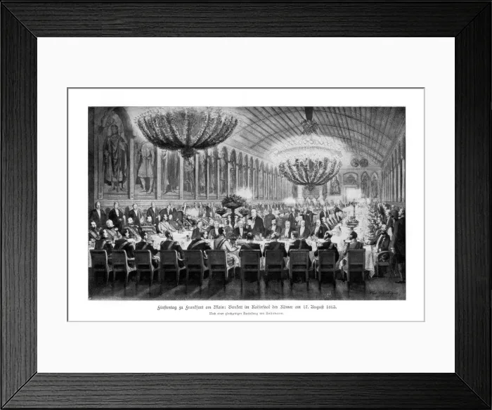 Framed Print : Banquet in the Emperors Hall, Romer, Frankfurt, (17th August 1863), 1900 Framed Print : Banquet in the Emperors Hall, Romer, Frankfurt, (17th August 1863), 1900