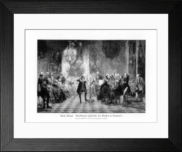 Framed Print : Fredrick Great Concert At Sanssouci, (1852), 1900. Artist: Adolph Menzel Framed Print : Fredrick Great Concert At Sanssouci, (1852), 1900. Artist: Adolph Menzel