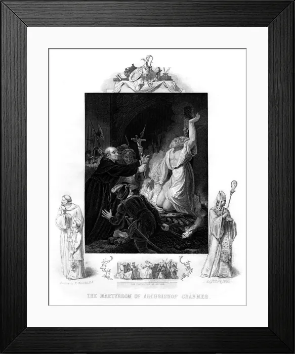 Framed Print : The Martyrdom of Archbishop Cranmer, 1556, (1877). Artist: J Rogers Framed Print : The Martyrdom of Archbishop Cranmer, 1556, (1877). Artist: J Rogers