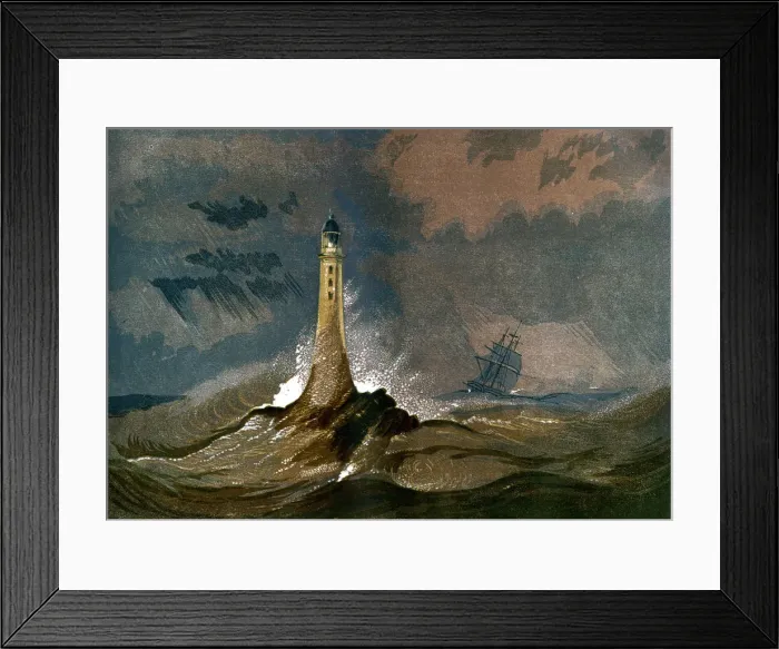Framed Print : Smeatons Eddystone Lighthouse, Devon, c1850 Framed Print : Smeatons Eddystone Lighthouse, Devon, c1850