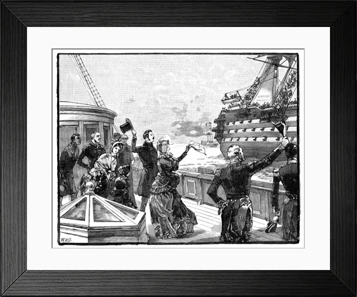 Framed Print : The Queen waving farewell to the Duke of Wellington flagship, c1850s, (1888) Framed Print : The Queen waving farewell to the Duke of Wellington flagship, c1850s, (1888)
