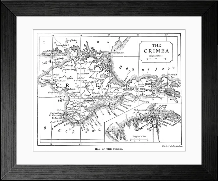 Framed Print : Map of the Crimea, c1888. Artist: Walker & Boutall Framed Print : Map of the Crimea, c1888. Artist: Walker & Boutall