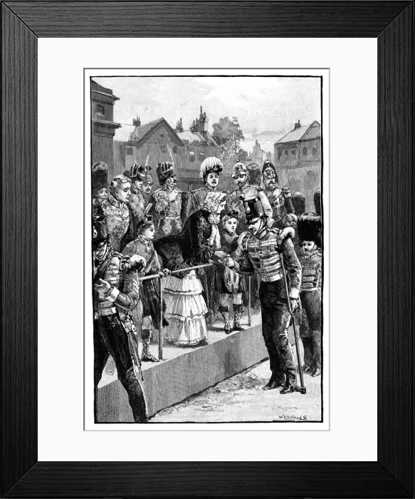 Framed Print : The Queen distributing the Crimea Medal, Horseguards Parade, London, c1850s, (1888) Framed Print : The Queen distributing the Crimea Medal, Horseguards Parade, London, c1850s, (1888)