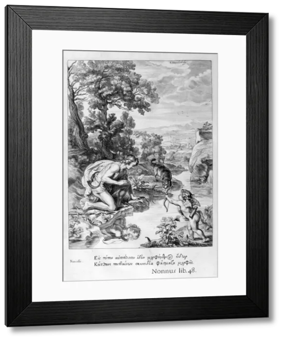Framed Print : Narcissus in love with his own reflection, 1655. Artist: Michel de Marolles Framed Print : Narcissus in love with his own reflection, 1655. Artist: Michel de Marolles