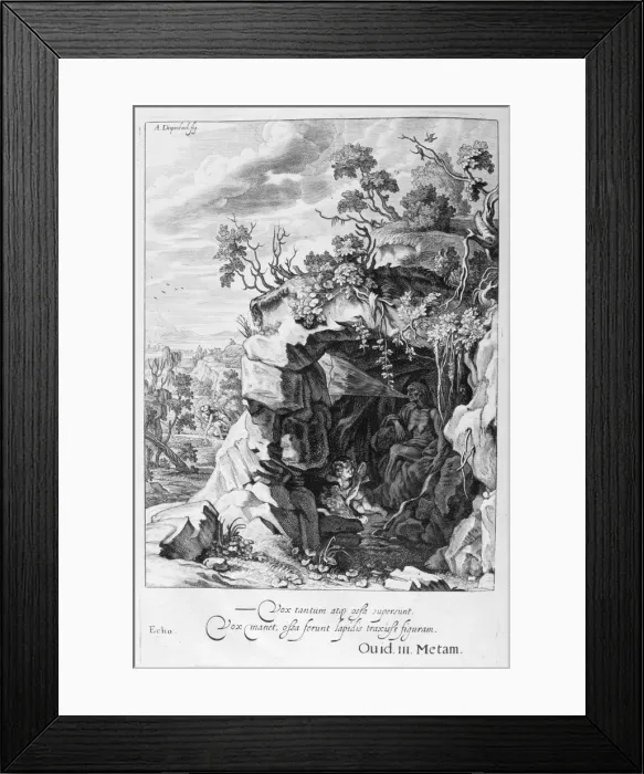 Framed Print : The nymph Echo changed into sound, 1655. Artist: Michel de Marolles Framed Print : The nymph Echo changed into sound, 1655. Artist: Michel de Marolles