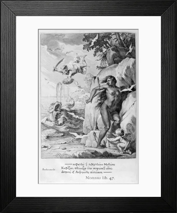 Framed Print : Perseus delivers Andromeda from the sea monster, 1655. Artist: Michel de Marolles Framed Print : Perseus delivers Andromeda from the sea monster, 1655. Artist: Michel de Marolles