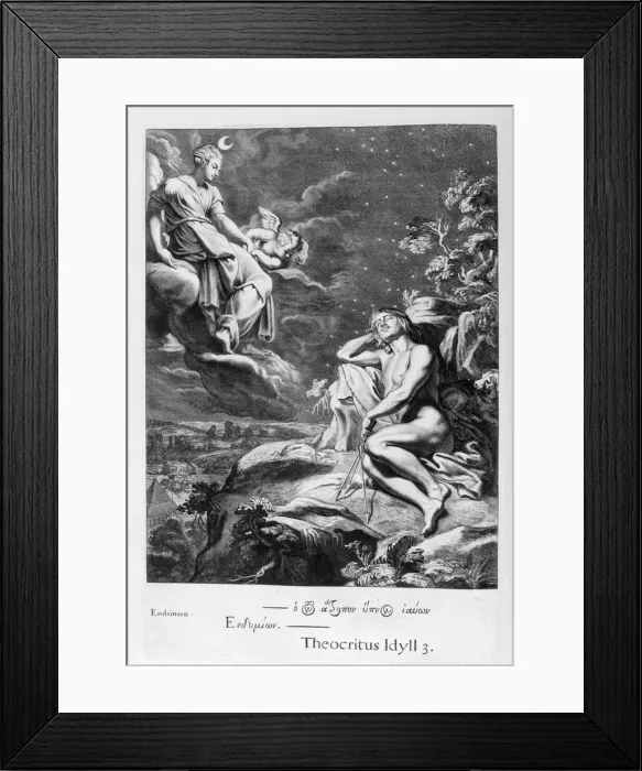 Framed Print : The Moon and Endymion, 1655. Artist: Michel de Marolles Framed Print : The Moon and Endymion, 1655. Artist: Michel de Marolles