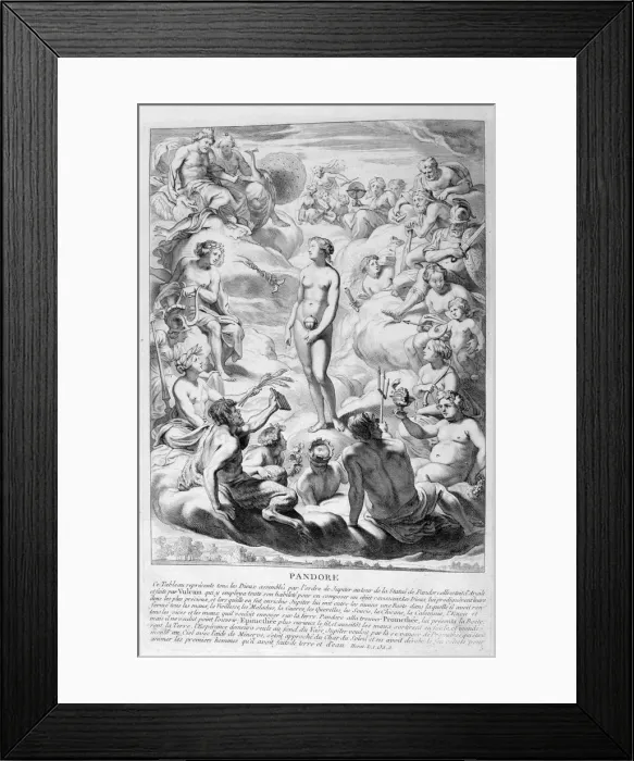 Framed Print : Pandoras Box, 1655. Artist: Michel de Marolles Framed Print : Pandoras Box, 1655. Artist: Michel de Marolles