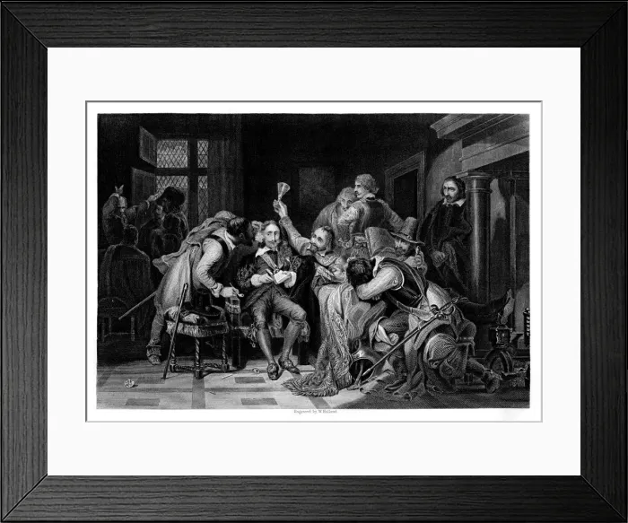 Framed Print : Charles I in the guard room, (1860). Artist: W Hulland Framed Print : Charles I in the guard room, (1860). Artist: W Hulland