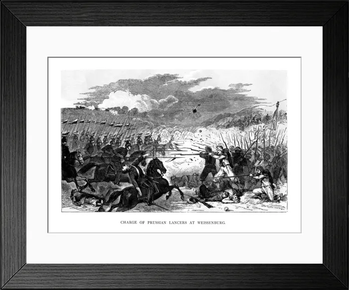 Framed Print : Charge of the Prussian Lancers at Weissenburg, 1870, (1875) Framed Print : Charge of the Prussian Lancers at Weissenburg, 1870, (1875)