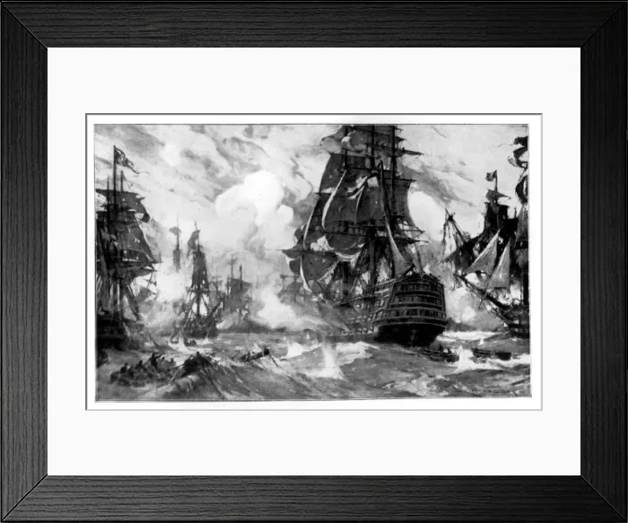 Framed Print : The Victory at the Battle of Trafalgar, 19th Century Framed Print : The Victory at the Battle of Trafalgar, 19th Century