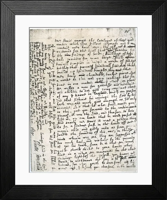 Framed Print : A letter to a Mr Storie by Oliver Cromwell, St Ives, 11 January, 1635-1636, (1899) Framed Print : A letter to a Mr Storie by Oliver Cromwell, St Ives, 11 January, 1635-1636, (1899)