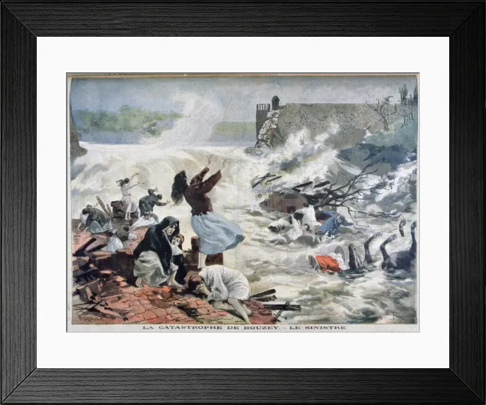 Framed Print : The Disaster at Bouzey, 1895. Artist: F Meaulle Framed Print : The Disaster at Bouzey, 1895. Artist: F Meaulle