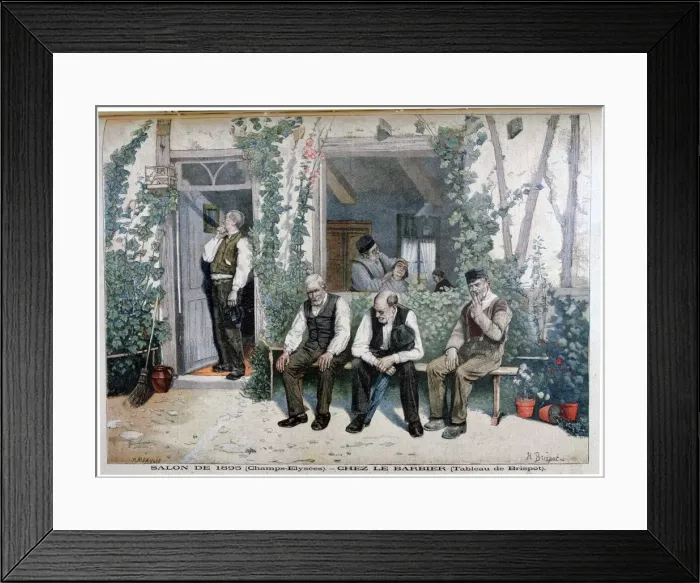 Framed Print : At the Barbers, 1895. Artist: Henri Brispot Framed Print : At the Barbers, 1895. Artist: Henri Brispot