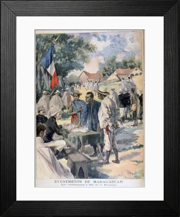 Framed Print : Enlisting Natives on the Island of La Reunion, 1895. Artist: Oswaldo Tofani Framed Print : Enlisting Natives on the Island of La Reunion, 1895. Artist: Oswaldo Tofani