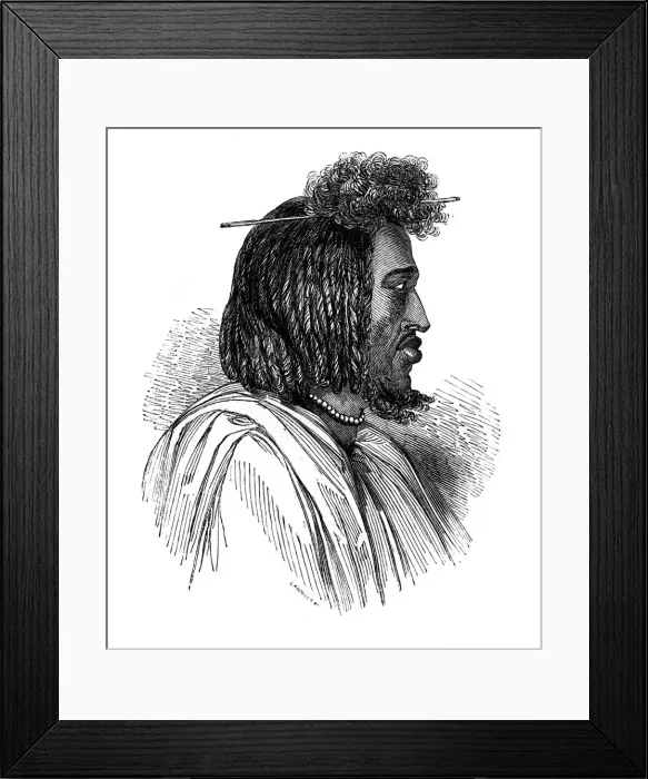 Framed Print : Souakiny chief, 1848. Artist: Ebenezer Landells Framed Print : Souakiny chief, 1848. Artist: Ebenezer Landells