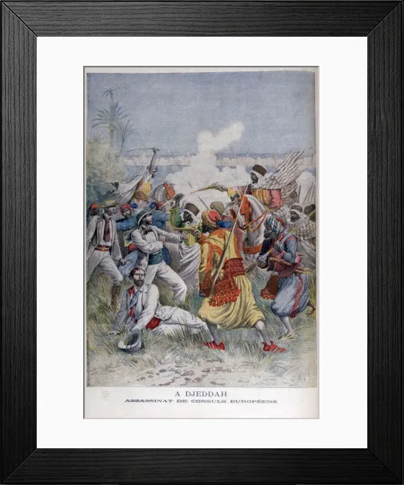 Framed Print : Assassination of the european consuls, Djeddah, 1895. Artist: Henri Meyer Framed Print : Assassination of the european consuls, Djeddah, 1895. Artist: Henri Meyer