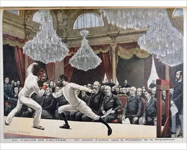 Fencing in front of the President of the Republic, Palais de l Elysee, 1895. Artist: F Meaulle