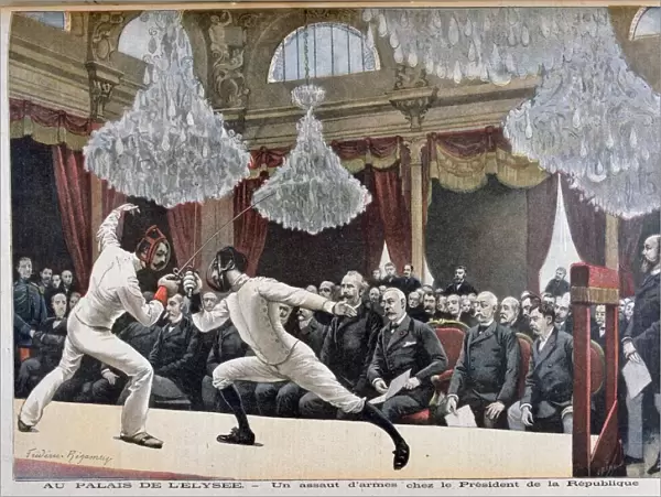 Fencing in front of the President of the Republic, Palais de l Elysee, 1895. Artist: F Meaulle