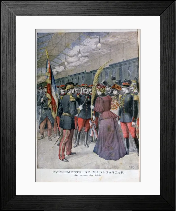 Framed Print : The return of the 200 regiment from Madagascar, 1896. Artist: Henri Meyer Framed Print : The return of the 200 regiment from Madagascar, 1896. Artist: Henri Meyer