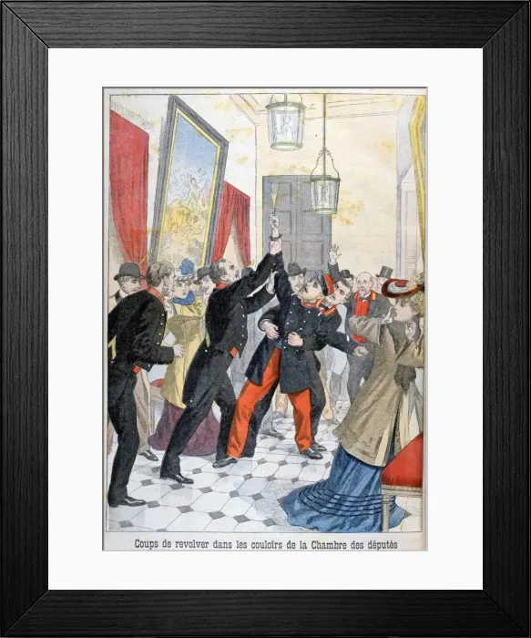Framed Print : A revolver in the corridors of the chamber of deputies, Paris, 1902 Framed Print : A revolver in the corridors of the chamber of deputies, Paris, 1902