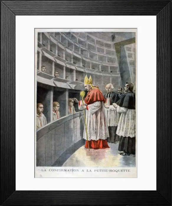 Framed Print : Confirmation at the prison de petite roquette for children, Paris, 1896. Artist: Oswaldo Tofani Framed Print : Confirmation at the prison de petite roquette for children, Paris, 1896. Artist: Oswaldo Tofani