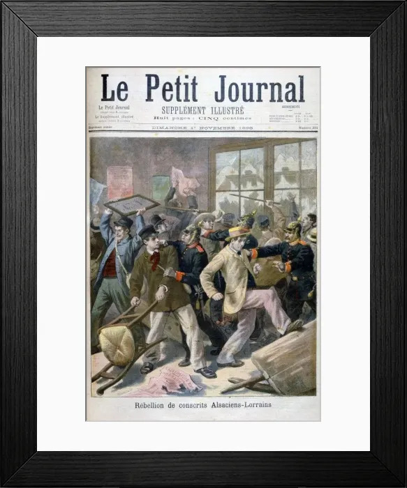 Framed Print : Rebellion of the Alsaciens-Lorrains conscripts, 1896. Artist: F Meaulle Framed Print : Rebellion of the Alsaciens-Lorrains conscripts, 1896. Artist: F Meaulle