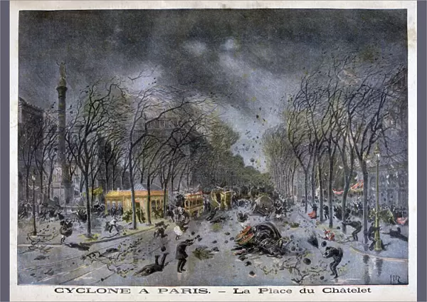 A cyclone in Paris, Place du Chatelet, 1896. Artist: Henri Meyer
