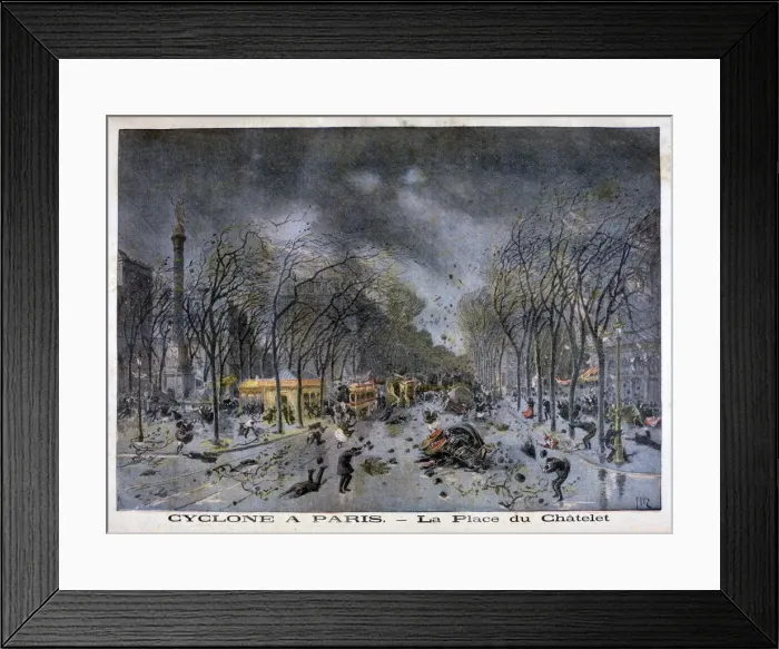 Framed Print : A cyclone in Paris, Place du Chatelet, 1896. Artist: Henri Meyer Framed Print : A cyclone in Paris, Place du Chatelet, 1896. Artist: Henri Meyer
