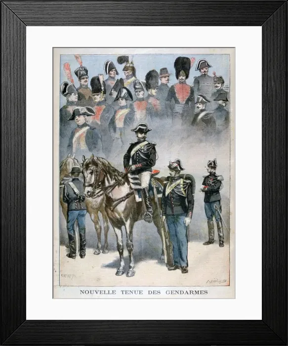 Framed Print : New uniform of the Gendarmes, 1896. Artist: F Meaulle Framed Print : New uniform of the Gendarmes, 1896. Artist: F Meaulle