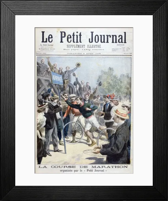 Framed Print : Marathon race, 1896. Artist: F Meaulle Framed Print : Marathon race, 1896. Artist: F Meaulle