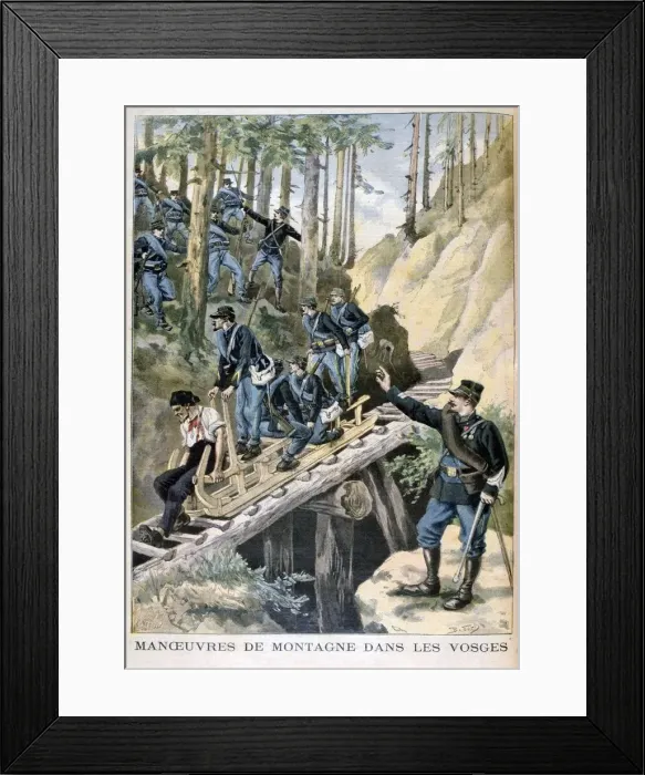 Framed Print : French military manoeuvres in the Vosges mountains, 1896. Artist: F Meaulle Framed Print : French military manoeuvres in the Vosges mountains, 1896. Artist: F Meaulle