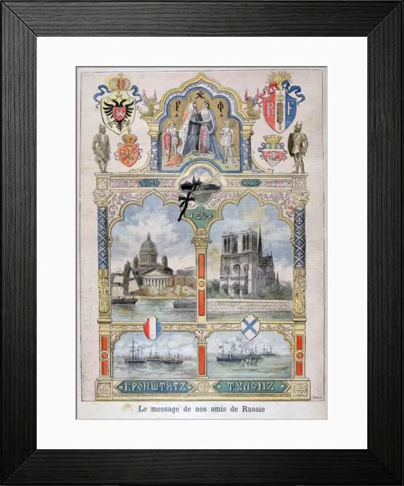 Framed Print : Message from our Russian friends, 1896. Artist: F Meaulle Framed Print : Message from our Russian friends, 1896. Artist: F Meaulle