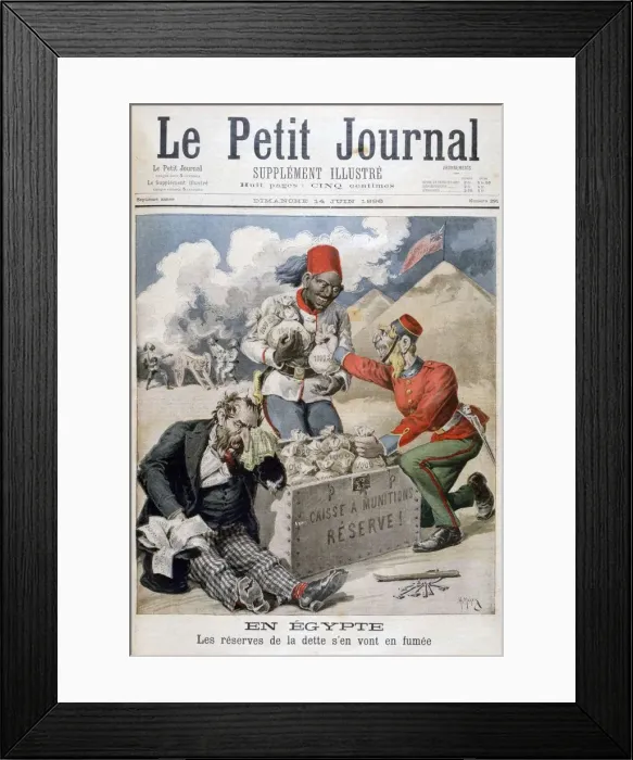 Framed Print : In Egypt: The Reserves of the Debt Going up in Smoke, 1896. Artist: Henri Meyer Framed Print : In Egypt: The Reserves of the Debt Going up in Smoke, 1896. Artist: Henri Meyer