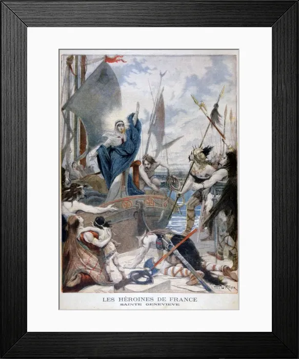 Framed Print : St Genevieve, heroine of France, 1896. Artist: Lionel Noel Royer Framed Print : St Genevieve, heroine of France, 1896. Artist: Lionel Noel Royer