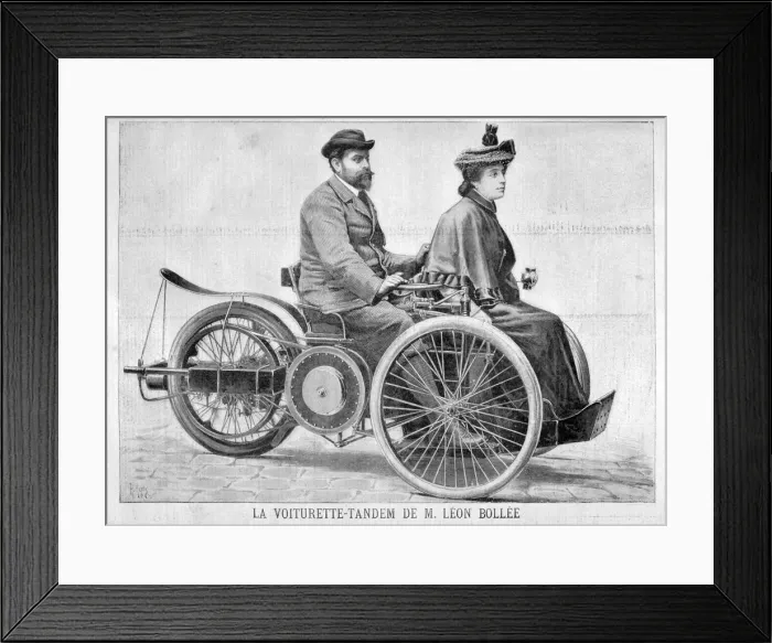 Framed Print : Leon Bollees Voiturette car, 1896. Artist: Henri Meyer Framed Print : Leon Bollees Voiturette car, 1896. Artist: Henri Meyer