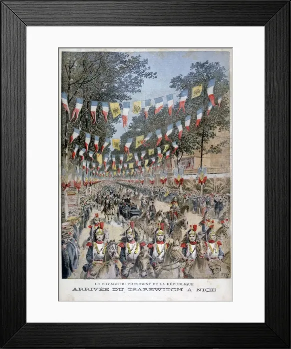 Framed Print : Tsar Nicholas II of Russia and President Felix Faure of France arrive in Nice, 1896. Artist: Henri Meyer Framed Print : Tsar Nicholas II of Russia and President Felix Faure of France arrive in Nice, 1896. Artist: Henri Meyer