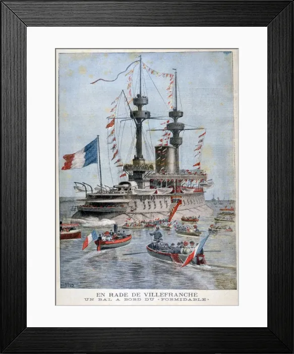 Framed Print : A ball on board the battleship Formidable, Villefranche Harbour, France, 1896. Artist: Henri Meyer Framed Print : A ball on board the battleship Formidable, Villefranche Harbour, France, 1896. Artist: Henri Meyer