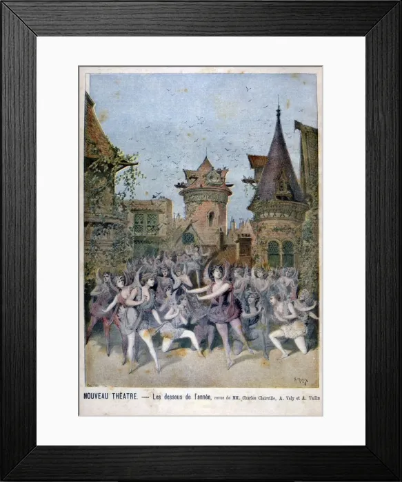Framed Print : Les Dessous de l Annee, revue at the Nouveau Theatre, 1896. Artist: Henri Meyer Framed Print : Les Dessous de l Annee, revue at the Nouveau Theatre, 1896. Artist: Henri Meyer