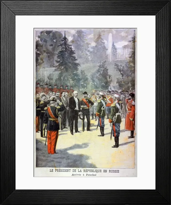 Framed Print : Felix Faure, President of France, received at the Peterhof, St Petersburg, Russia, 1897. Artist: Oswaldo Tofani