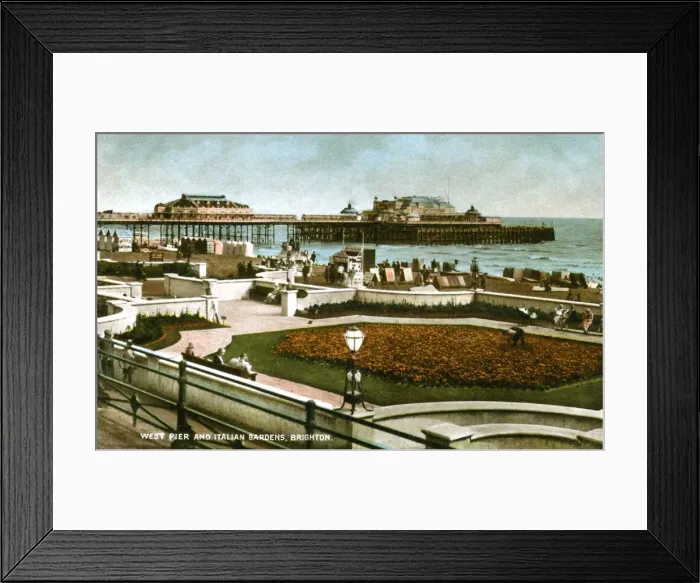 Framed Print : West Pier and Italian Gardens, Brighton, Sussex, 1928 Framed Print : West Pier and Italian Gardens, Brighton, Sussex, 1928