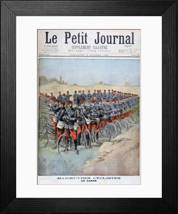 Framed Print : French Army bicycle corps in a square on manoeuvres, France, 1897. Artist: Henri Meyer Framed Print : French Army bicycle corps in a square on manoeuvres, France, 1897. Artist: Henri Meyer