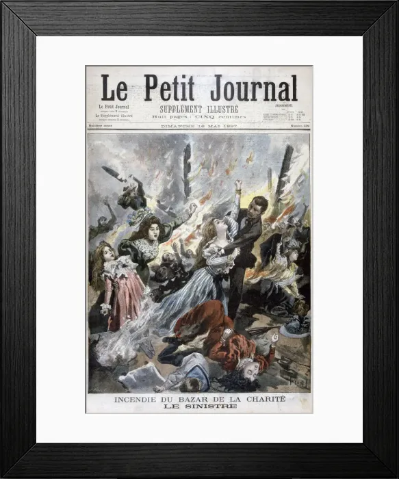 Framed Print : Fire at the Bazar de la Charite, Paris, 4th May 1897. Artist: F Meaulle Framed Print : Fire at the Bazar de la Charite, Paris, 4th May 1897. Artist: F Meaulle