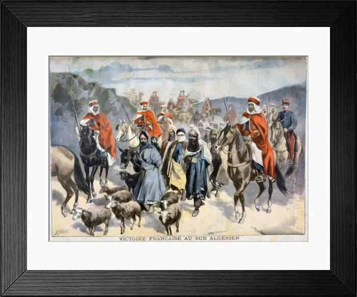Framed Print : French victory in southern Algeria, 1897. Artist: F Meaulle Framed Print : French victory in southern Algeria, 1897. Artist: F Meaulle