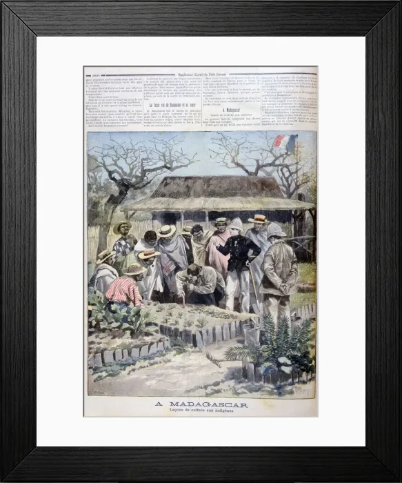 Framed Print : Agricultural lesson for the indigenous people of Madagascar, 1897. Artist: F Meaulle Framed Print : Agricultural lesson for the indigenous people of Madagascar, 1897. Artist: F Meaulle
