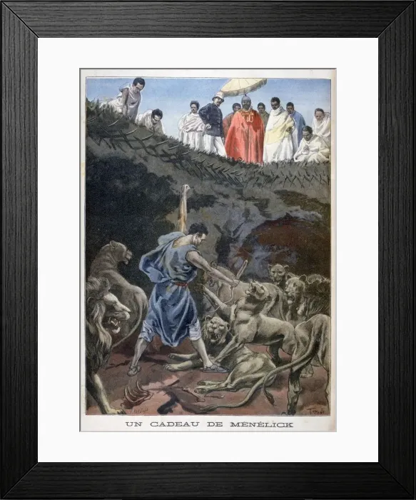 Framed Print : Menelik II of Ethiopia, 1898. Artist: F Meaulle Framed Print : Menelik II of Ethiopia, 1898. Artist: F Meaulle