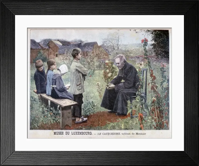 Framed Print : Catechism, 1898. Artist: L Meunier Framed Print : Catechism, 1898. Artist: L Meunier